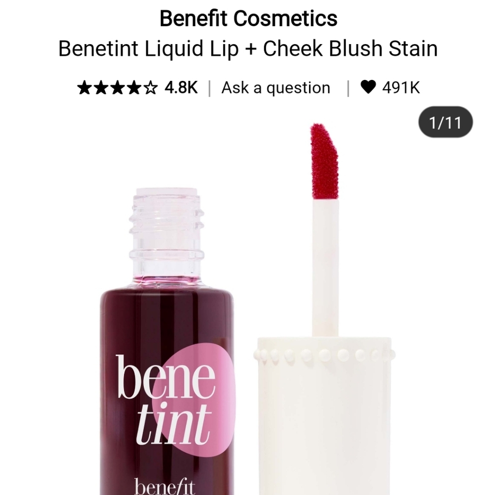 NIB BENEFIT BENETINT LIQUID LIP + CHEEK BLUSH STAIN